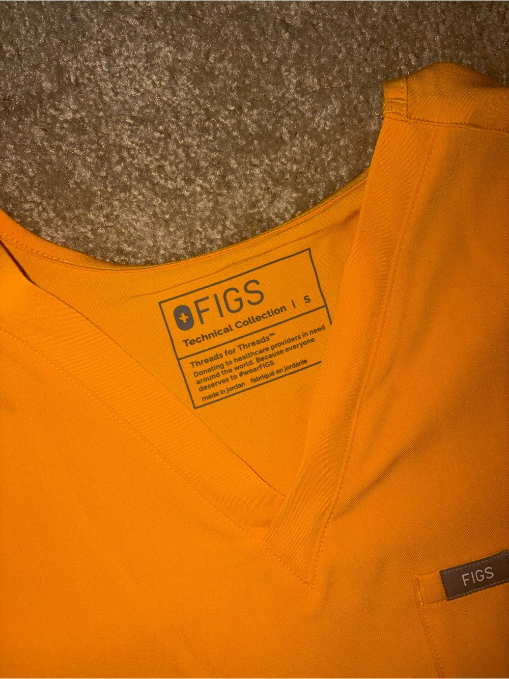 FIGS V-Neck Scrub Top in Mustard Orange - Picture 2 of 4